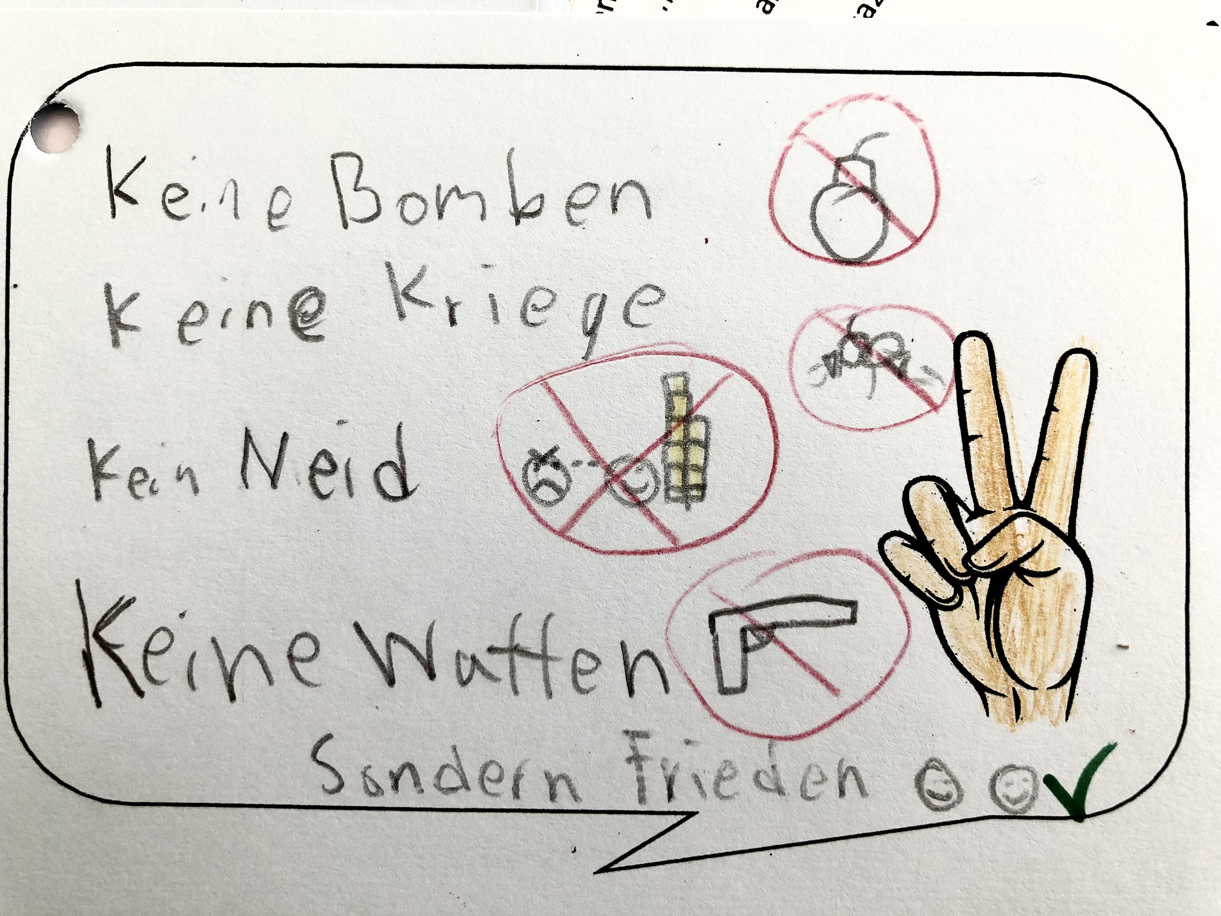 Friedenswunsch keine Bomben